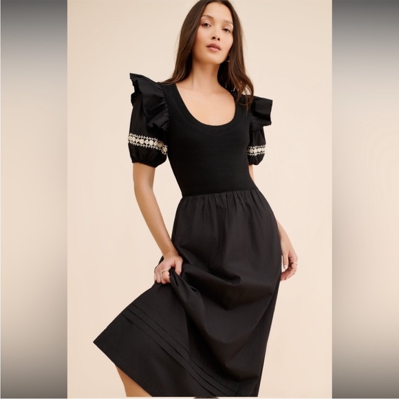 Cleobella Selma Midi Dress in Black NWT Sz‎ S - Picture 1 of 14